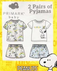 PRIMARK - 英國 Snoopy 睡衣 一套兩件 12-18 個月 (平行進口貨)
