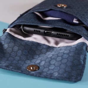 二合一網紋手機袋 – 藍色 